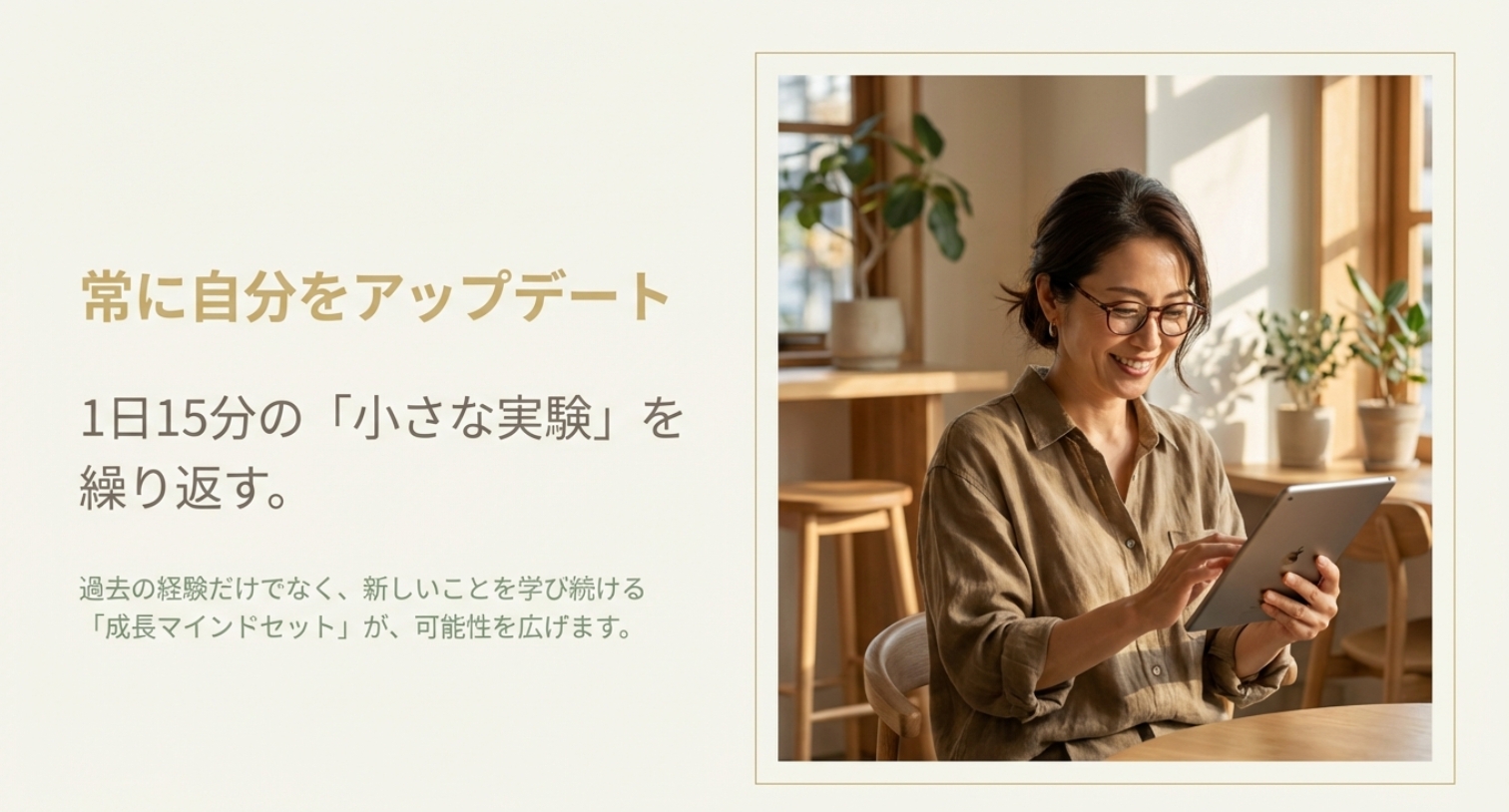 成功する人は常に学び続ける姿勢を持つを示す画像。