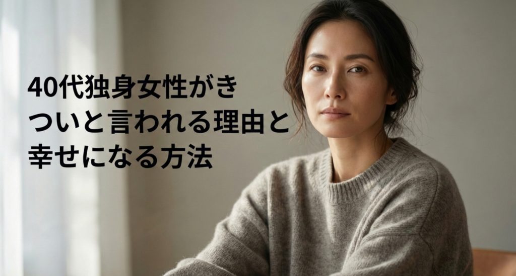 40代独身女性がきついと言われる理由と幸せになる方法を示す画像。