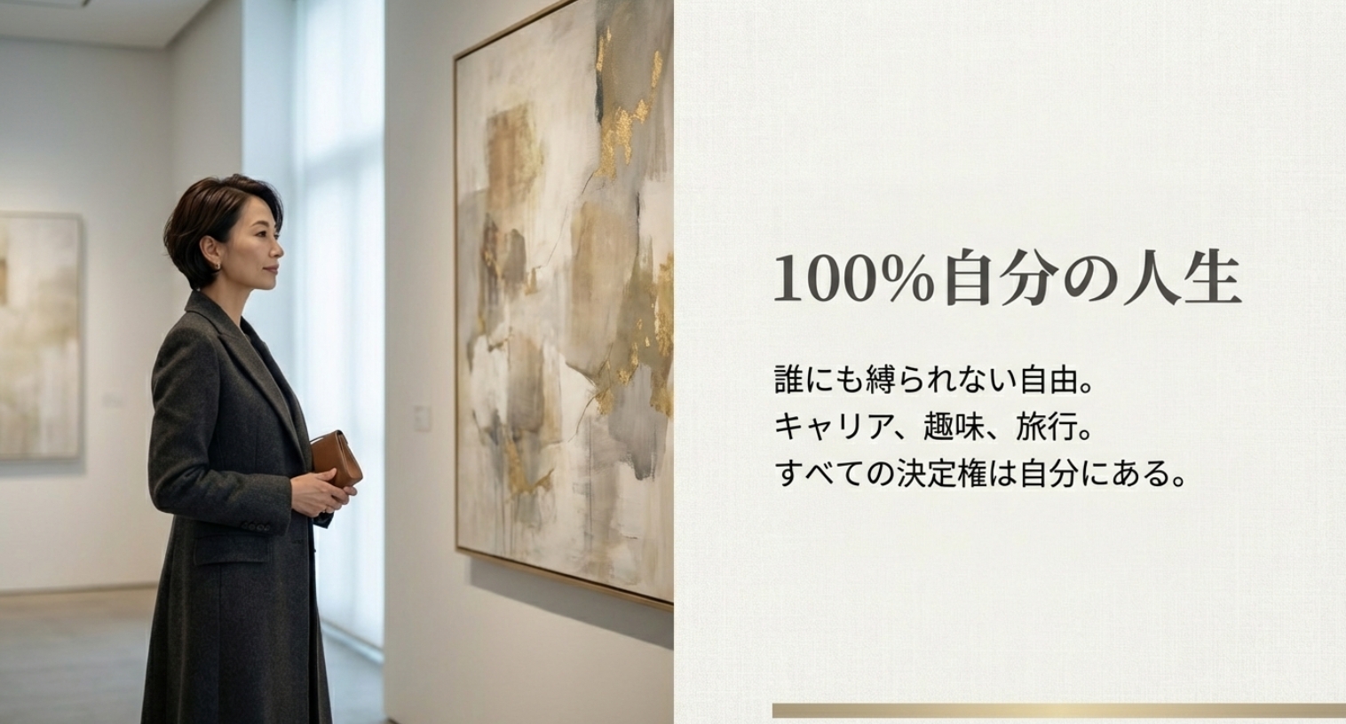 自分の時間を100%自分のために使えることを示す画像。