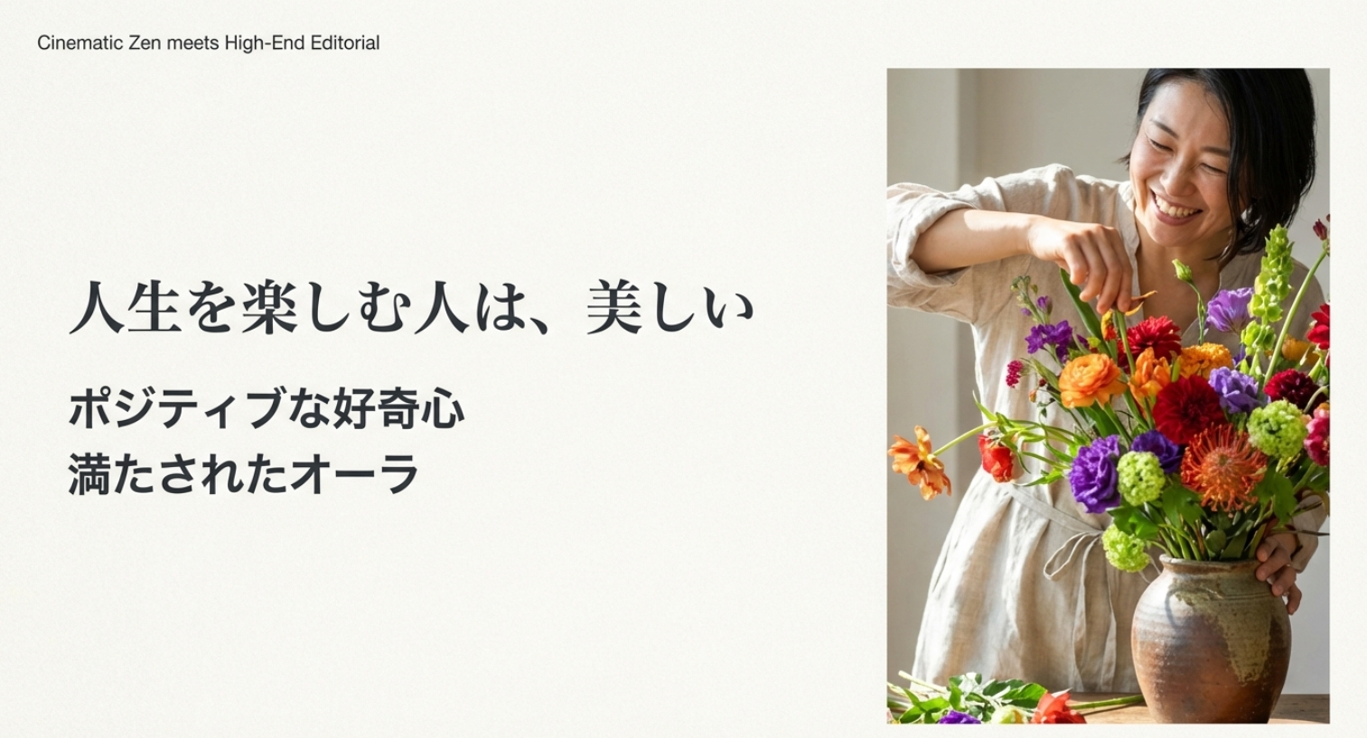 ポジティブさと人生を楽しむ姿勢を示す画像。