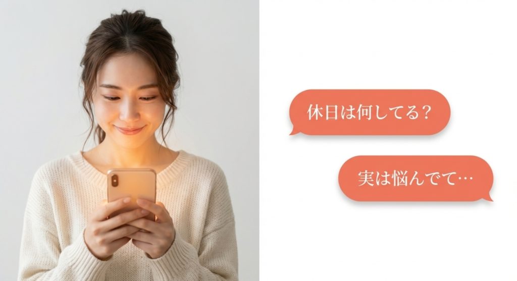 相談を持ちかけて男性心理を刺激するを示す画像