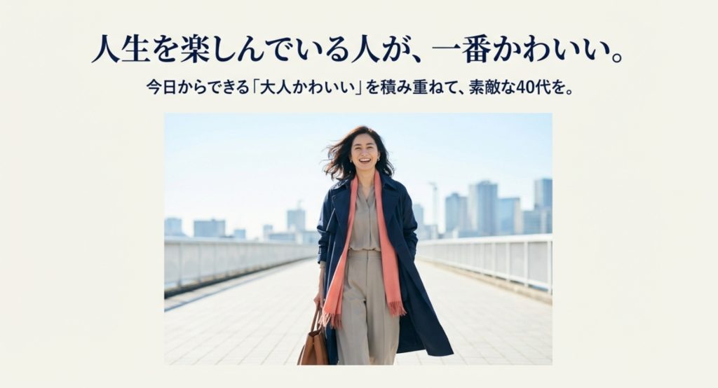 40代独身女性がかわいいと言われる生き方を示す画像