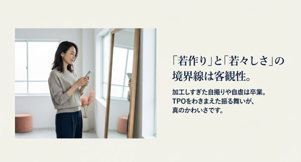 40代独身女性が痛いと思われない境界線を示す画像