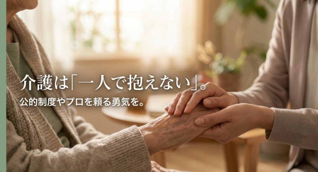 親の介護と仕事を両立させるための公的制度活用を示す画像。