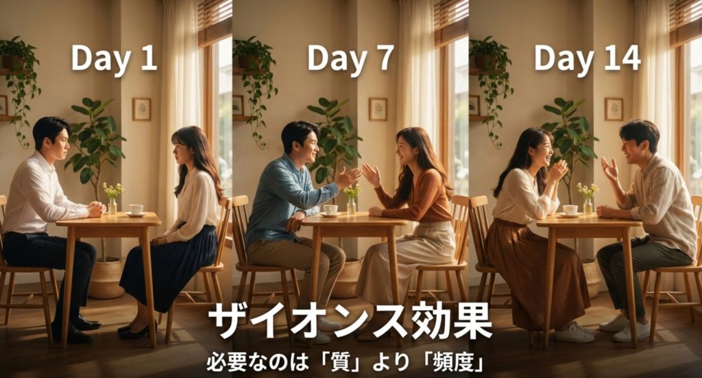  ザイオンス効果（単純接触効果）とはを示す画像。