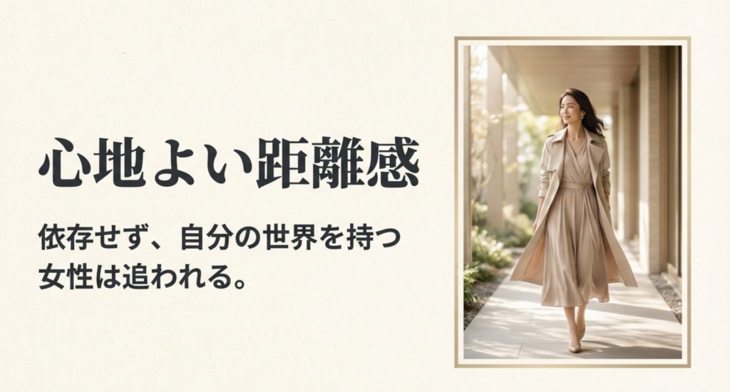 依存せず追わせる沼らせる女性の距離感を示す画像。