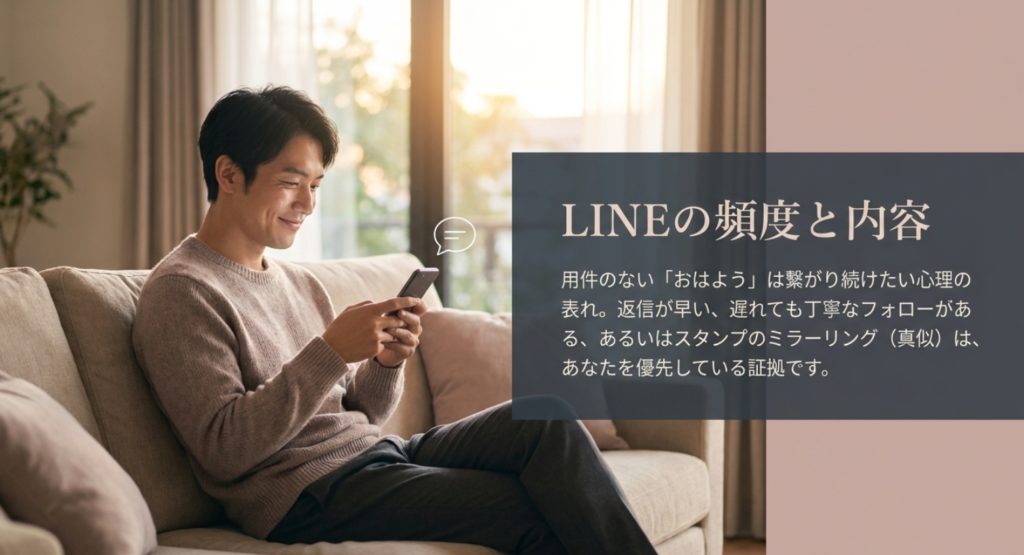 LINEの返信速度や会話を継続させる中身の丁寧さを示す画像。