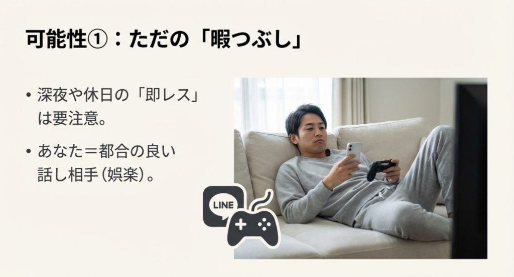 会話が盛り上がらないのに返信が来る理由を示す画像。