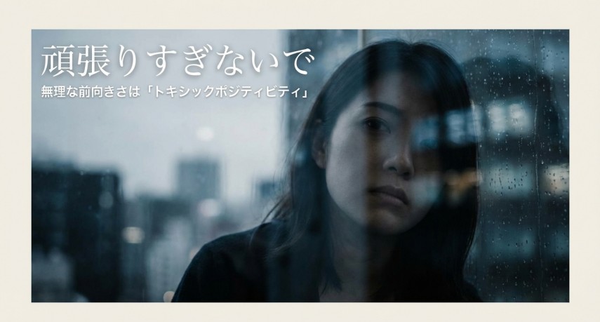 トキシックポジティビティが疲れる原因と改善策を示す画像。