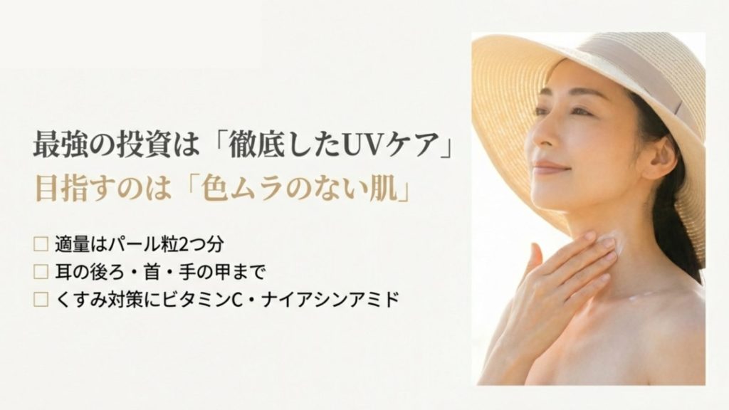 くすみやシミをカバーするスキンケアと紫外線対策