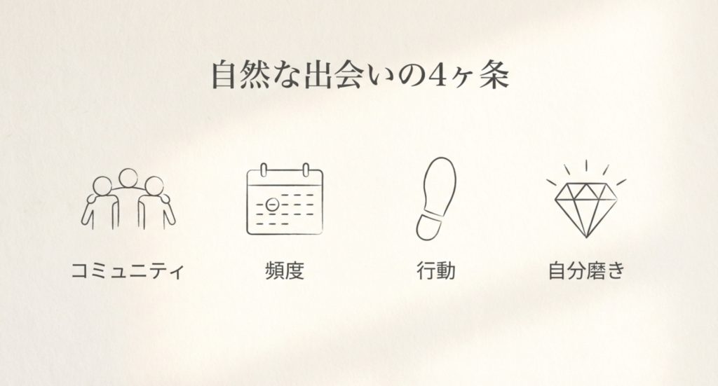 素敵な自然な出会いどこで見つけるかのまとめを示す画像。