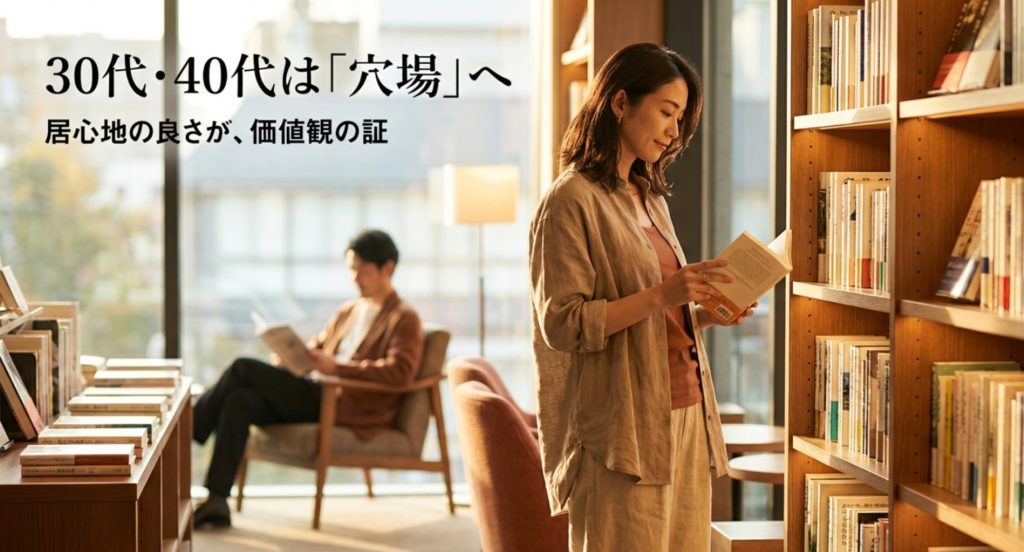 30代や40代が自然な出会いの穴場へ通うべき理由を示す画像。