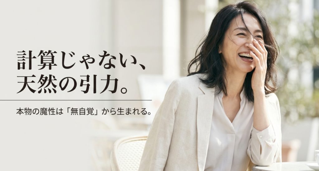 天然で無自覚な行動がもたらす魔性の魅力を示す画像。