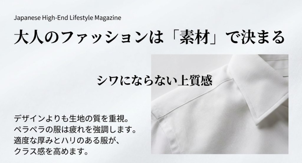 ファッション迷子を卒業する素材とサイズ感の選び方