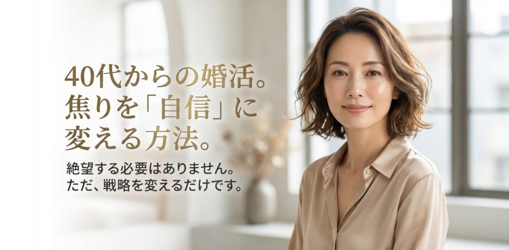 40過ぎて結婚できない女性の共通点と改善策を解説を示す画像。