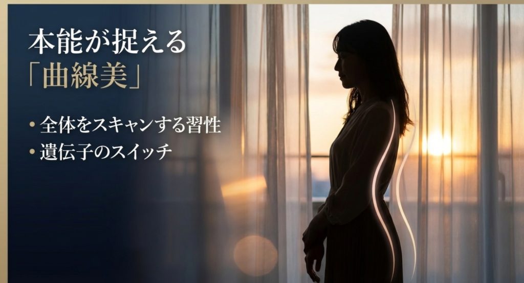 魅力的なスタイルやナイスバディへの反射的な注視を示す画像。