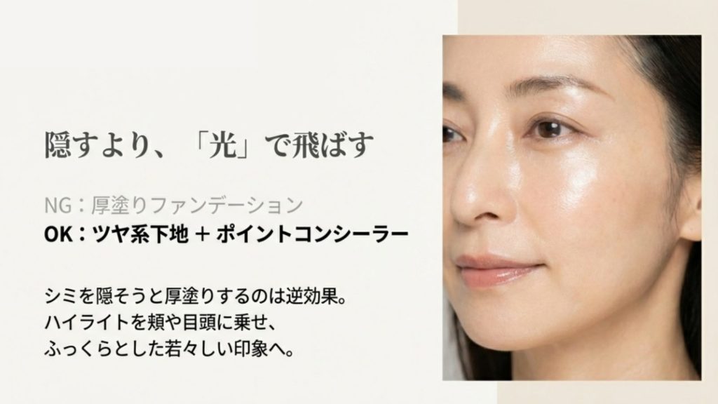 40代の若見えメイクはツヤと血色のベースが鍵