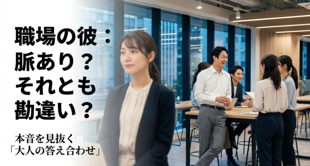 脈ありに見えて脈なし男性が職場で見せる勘違いサインと本音を示す画像。