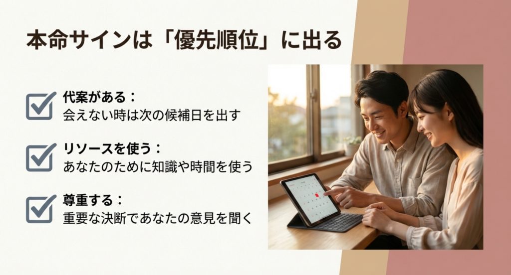 脈あり行動は大人の男性らしい優先順位に現れる