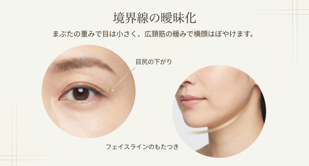 フェイスラインのもたつきが起きる根本的な要因を示す画像。