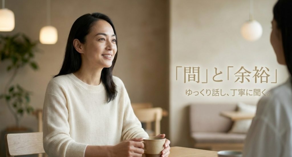 余裕を感じさせる話し方と声のトーンの秘密を示す画像。