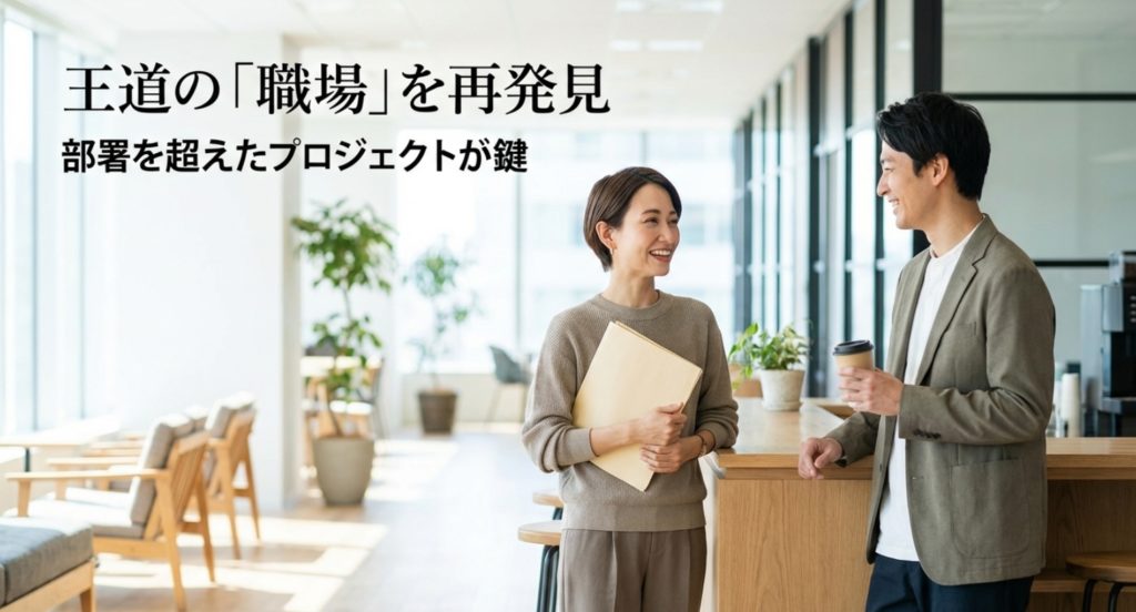 職場や仕事関係で自然な出会いきっかけを掴むコツを示す画像。