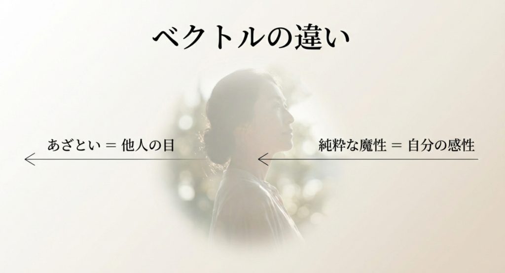 小悪魔やあざとい女性との決定的な違いを示す画像。