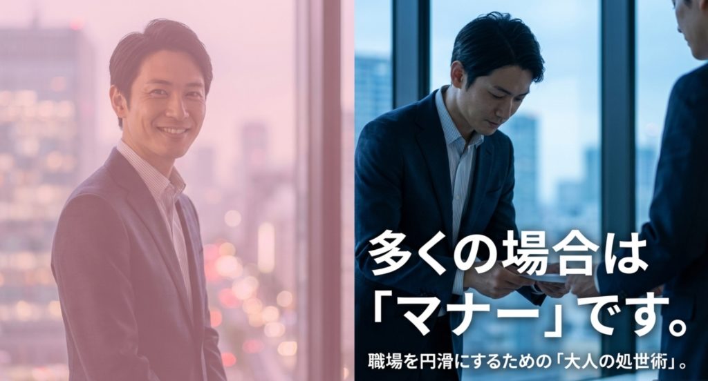 上司や先輩が部下に見せる指導的な親切心の正体を示す画像。