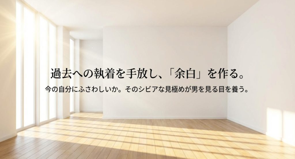 過去の執着を断捨離して男を見る目を養う習慣を示す画像