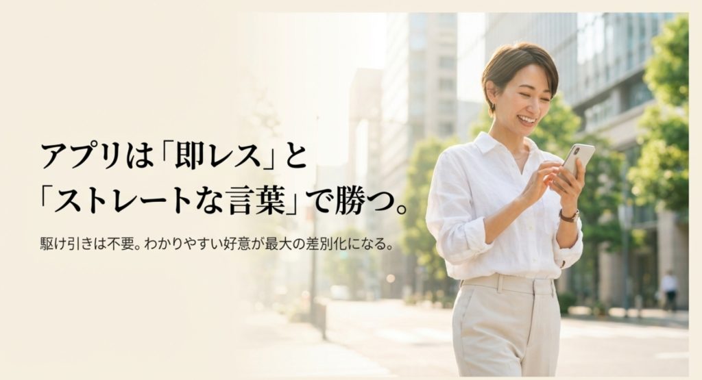 友人がマッチングアプリで即レスして付き合った話を示す画像。