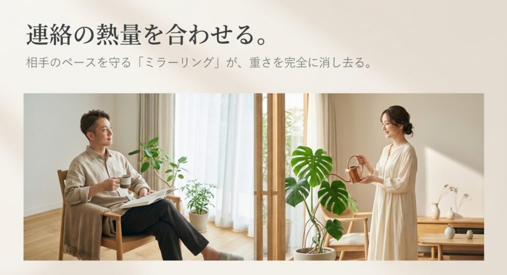 重いと思われないための引き際と期間の空け方を示す画像。