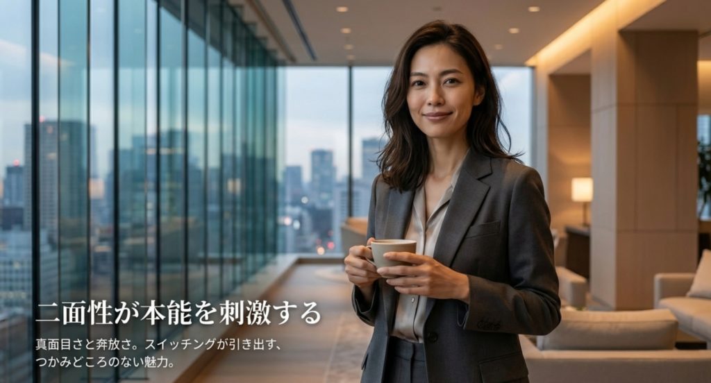 AB型女性に多い独特な感性と恋愛傾向を示す画像。