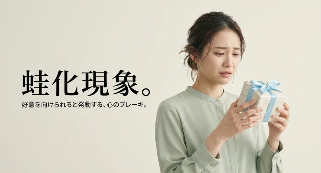 蛙化現象で相手の好意に嫌悪感を抱くメカニズムを示す画像。