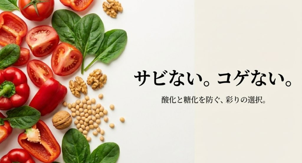 糖化や酸化を防いで内側から綺麗になる食事術を示す画像