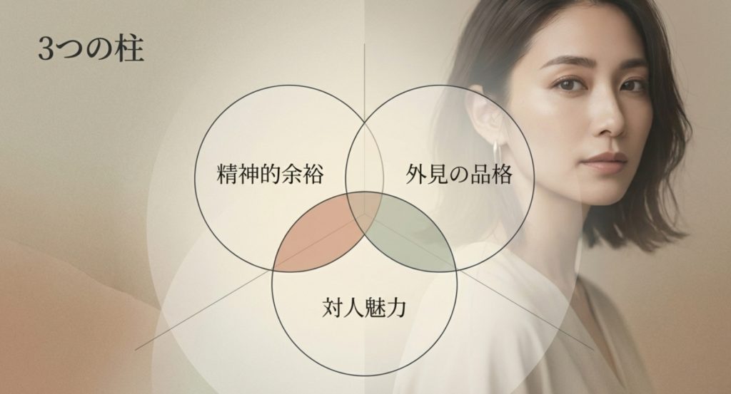 30代のモテる女性の特徴である精神的な自立と余裕を示す画像