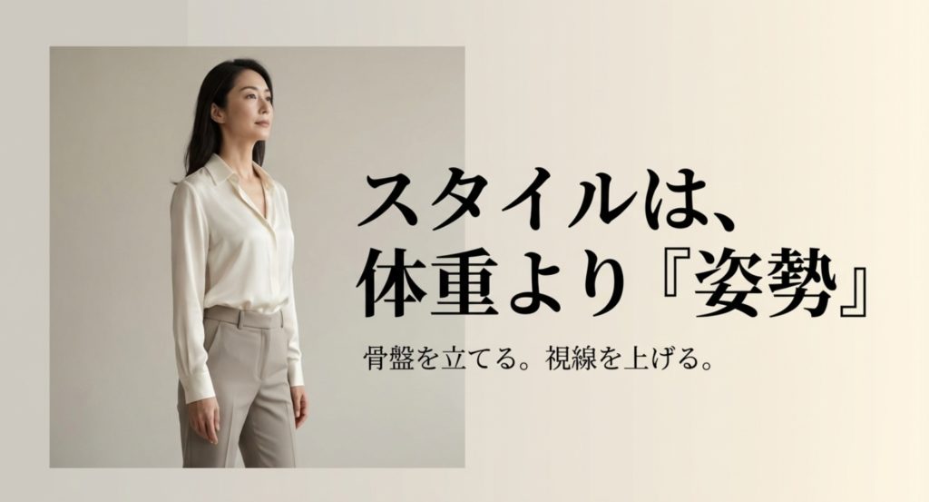 姿勢を整えて若見えする自分磨きの方法を示す画像