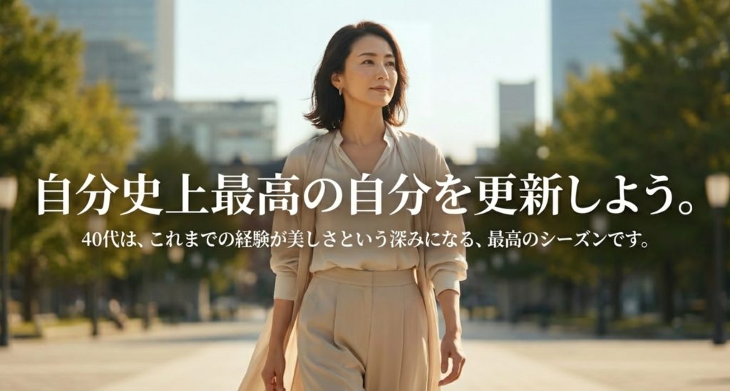 理想を叶えるどんどん綺麗になる女性40代のまとめを示す画像